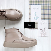 Ботинки из темно-бежевой кожи  Арт. 156-7/Ls15