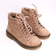 Ботинки со шнуровкой из нубука бежевого цвета Арт. 51-3/025