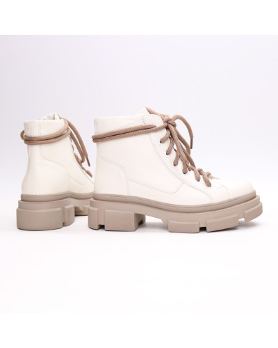 Ботинки со шнуровкой из светло-бежевой кожи Арт. 51-3/260