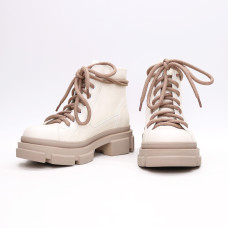 Ботинки со шнуровкой из светло-бежевой кожи Арт. 51-3/260