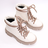 Ботинки со шнуровкой из светло-бежевой кожи Арт. 51-3/260