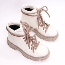 Ботинки со шнуровкой из светло-бежевой кожи Арт. 51-3/260