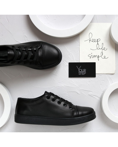 Кеди із чорної шкіри Арт. Em-1