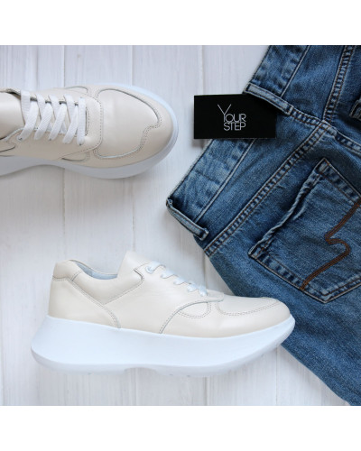 Кросівки з бежевої шкіри Арт. 15-2/199