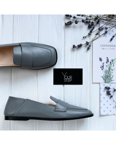 Сірі лофери з квадратним носом Арт. 072-3П