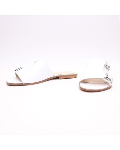 Шльопанці з білої шкіри з регульовою повнотою Арт. 10-11/112