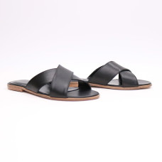 Шльопанці з чорної шкіри Арт. 10-19/112