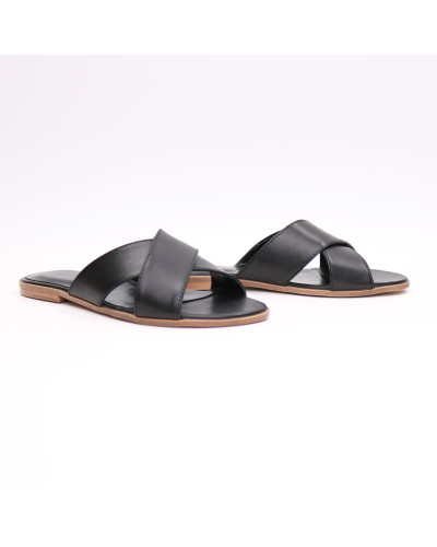 Шльопанці з чорної шкіри Арт. 10-19/112