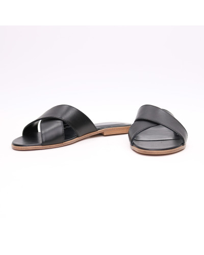 Шльопанці з чорної шкіри Арт. 10-19/112