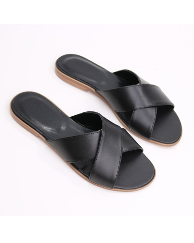 Шльопанці з чорної шкіри Арт. 10-19/112