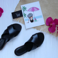 Шльопанці з чорної шкіри Арт. 10-19/112