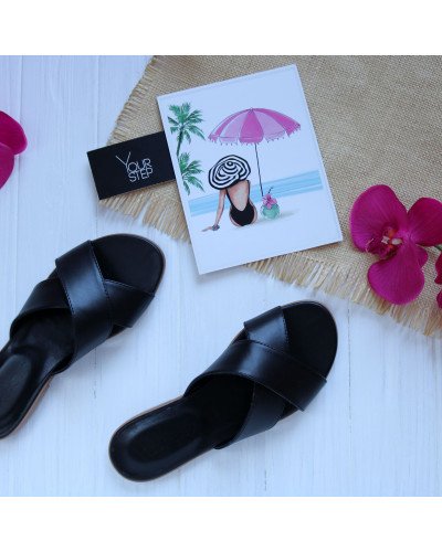 Шльопанці з чорної шкіри Арт. 10-19/112