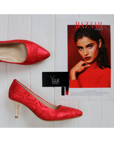 Червоні туфлі-човники на шпильці Арт. 657-1/36