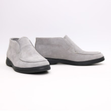 Серые высокие замшевые лоферы на черной подошве Арт. 156-4