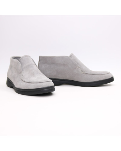 Сірі високі замшеві лофери на чорній підошві Арт. 156-4