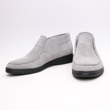 Серые высокие замшевые лоферы на черной подошве Арт. 156-4