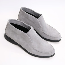 Сірі високі замшеві лофери на чорній підошві Арт. 156-4