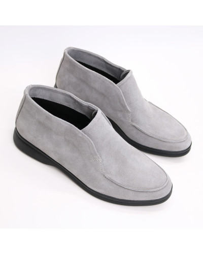 Сірі високі замшеві лофери на чорній підошві Арт. 156-4