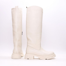 Високі чоботи з бежевої шкіри флотар Арт.12-33/21074