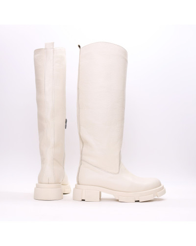 Високі чоботи з бежевої шкіри флотар Арт.12-33/21074