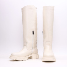 Високі чоботи з бежевої шкіри флотар Арт.12-33/21074