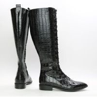 Високі чоботи зі шнурівкою під рептилію Арт. 104-4