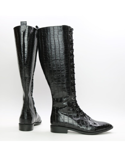 Високі чоботи зі шнурівкою під рептилію Арт. 104-4