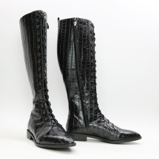 Високі чоботи зі шнурівкою під рептилію Арт. 104-4