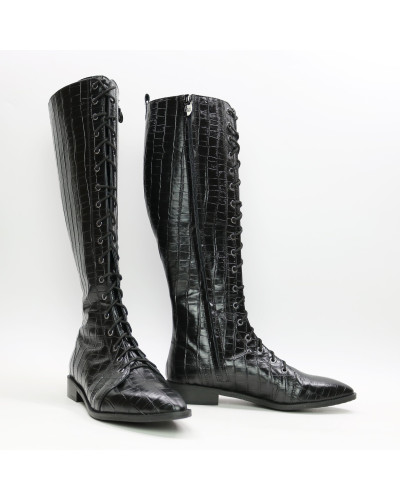 Високі чоботи зі шнурівкою під рептилію Арт. 104-4