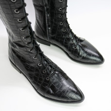 Високі чоботи зі шнурівкою під рептилію Арт. 104-4