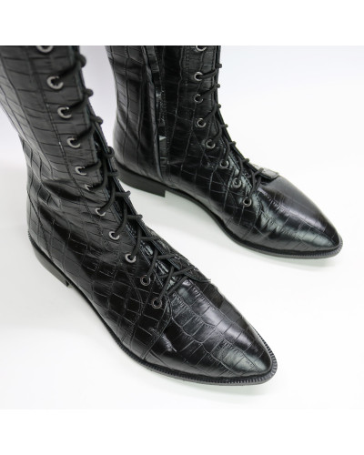 Високі чоботи зі шнурівкою під рептилію Арт. 104-4