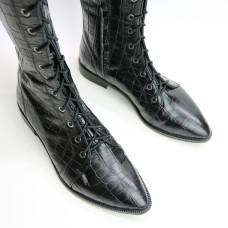 Високі чоботи зі шнурівкою під рептилію Арт. 104-4