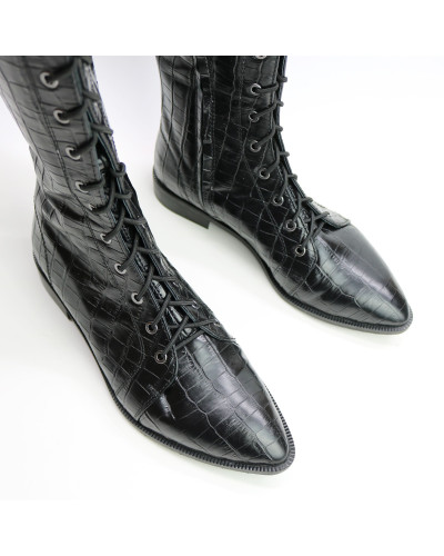 Високі чоботи зі шнурівкою під рептилію Арт. 104-4