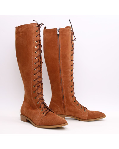 Високі чоботи зі шнурівкою із замші Арт. 104-4