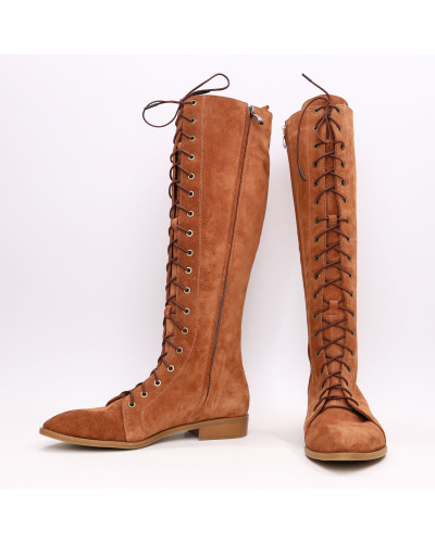 Високі чоботи зі шнурівкою із замші Арт. 104-4