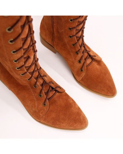 Високі чоботи зі шнурівкою із замші Арт. 104-4