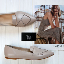 Балетки з бежевої шкіри з гострим носом Арт.: 17-11