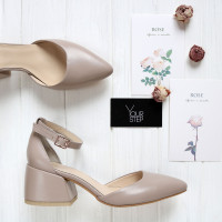 Босоніжки з бежевої шкіри з гострим носом Арт. 657-4/w324Ок