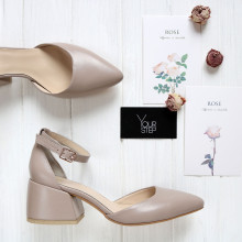 Босоніжки з бежевої шкіри з гострим носом Арт. 657-4/w324Ок