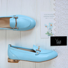 Кожаные лоферы в голубом цвете Арт. 156-1/33-2578