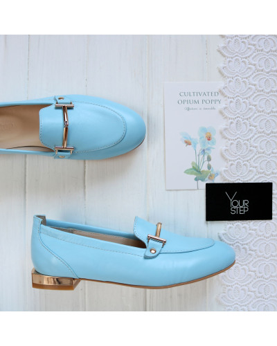 Шкіряні лофери в блакитному кольорі Арт. 156-1/33-2578