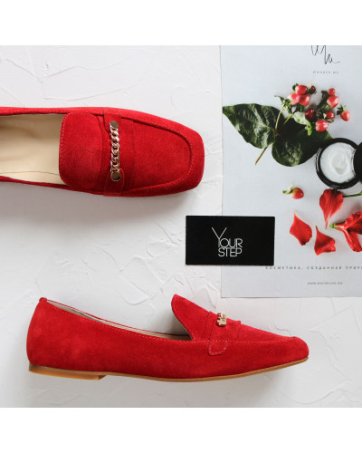 Замшеві лофери з квадратним носом Арт. 072-4-3827