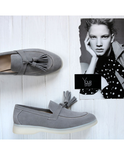 Лофери із сірої замші Арт. 156-6Hill2-К