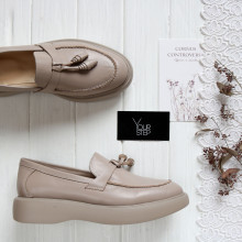 Бежевые лоферы из кожи с декором Арт. 156-6/Hill3-R