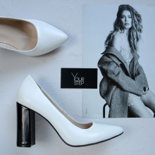 Туфлі-човники з білої шкіри Арт. 35-1/44Ок