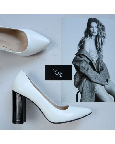 Туфлі-човники з білої шкіри Арт. 35-1/44Ок