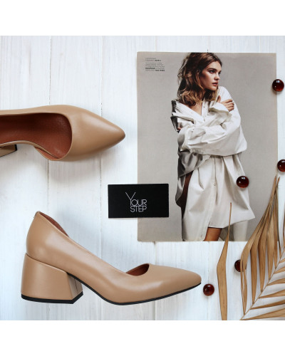 Туфлі-човники з карамельної шкіри Арт. 657-2/w324Ok