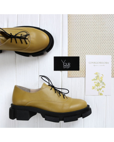 Туфли из кожи цвета оливки Арт. 05-6/21074