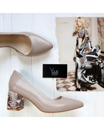 Туфлі-човники з бежевої шкіри Арт. 657-2/47Ок