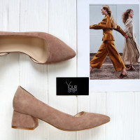 Бежеві замшеві туфлі-човники Арт. 457-2/53Ок